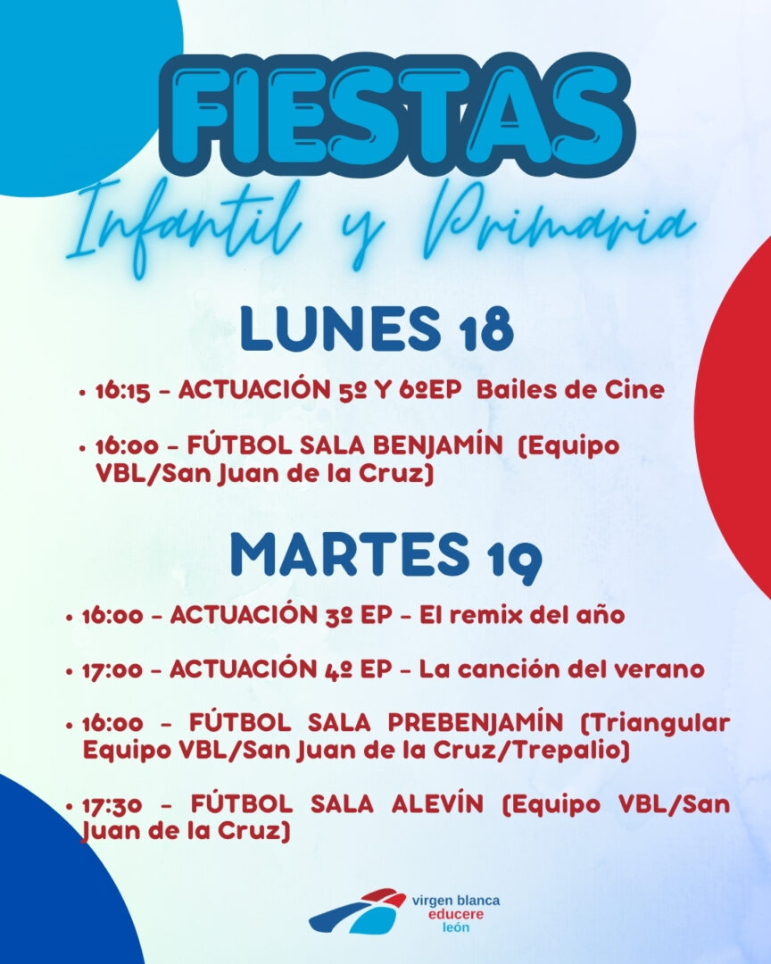 Programa fiestas Infantil y Primaria lunes y martes